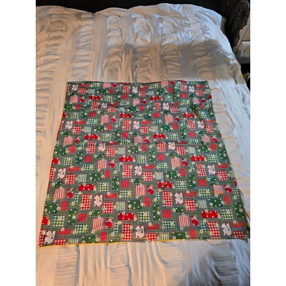 Vintage 60s 70s Granny Floral Patchwork Retro Throw Blanket
